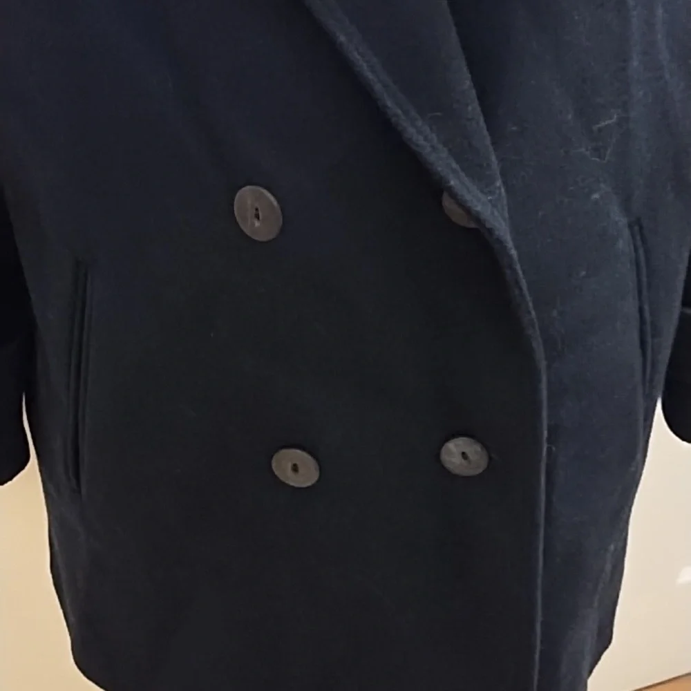Alorna Dark Blue Wool Coat With Scarf - Picture 2 of 12